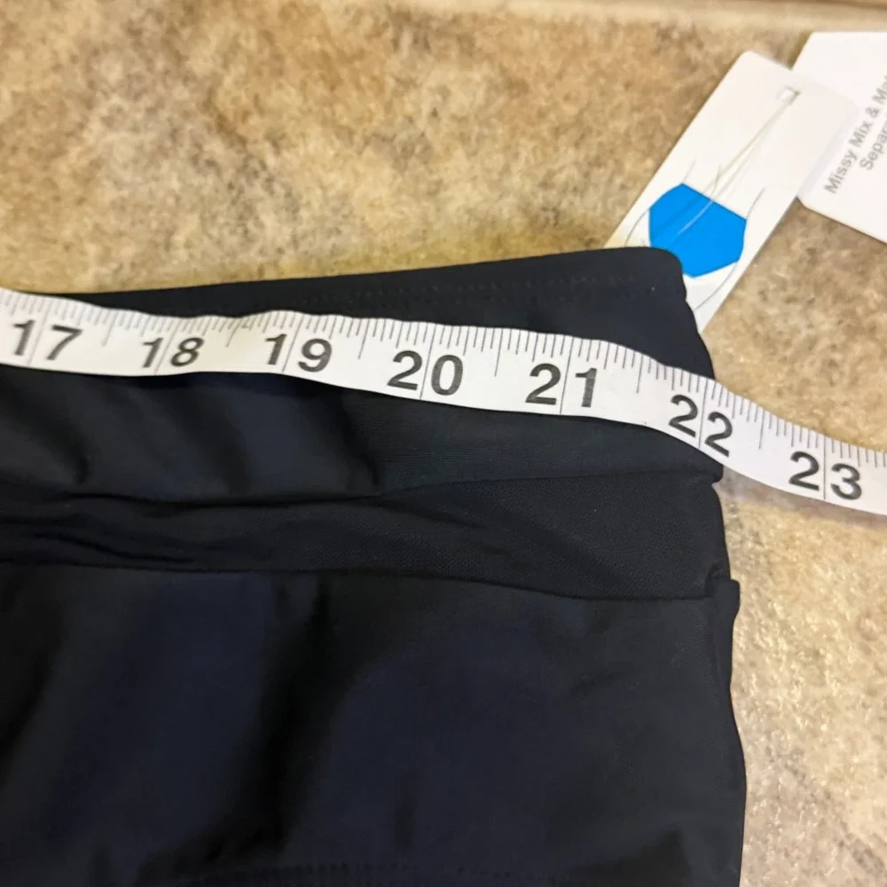 Time and Tru Womens Plus 3X Black High Waist Mesh Inset Bikini Bottom TTSP19503B